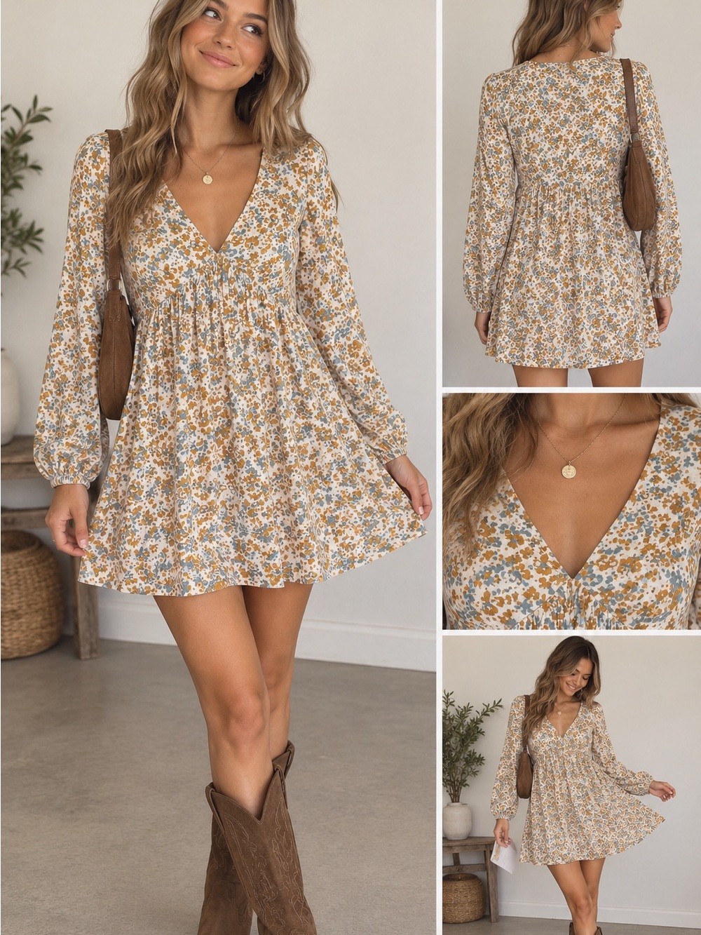 Salty Crew Floral V Neck Mini Dress Size Small